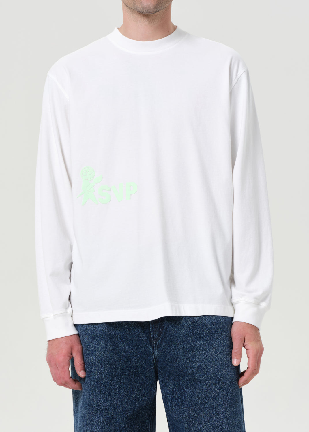 Glo Long Sleeve Mock Neck Man in Soft White
