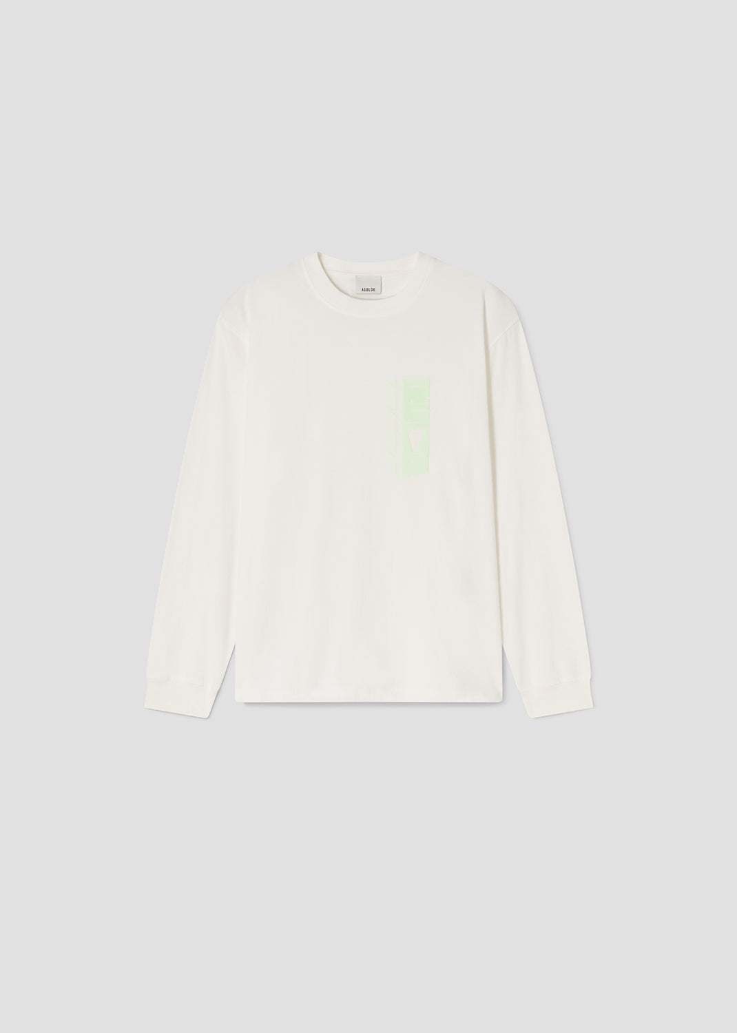 Glo Long Sleeve Mock Neck Stacked Text in Soft White