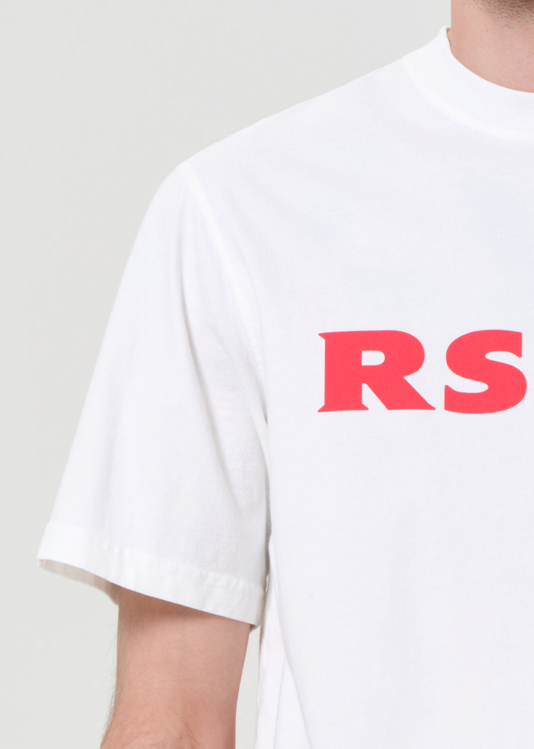 RSVP/AGOLDE Short Sleeve Mock Neck Text in Soft White