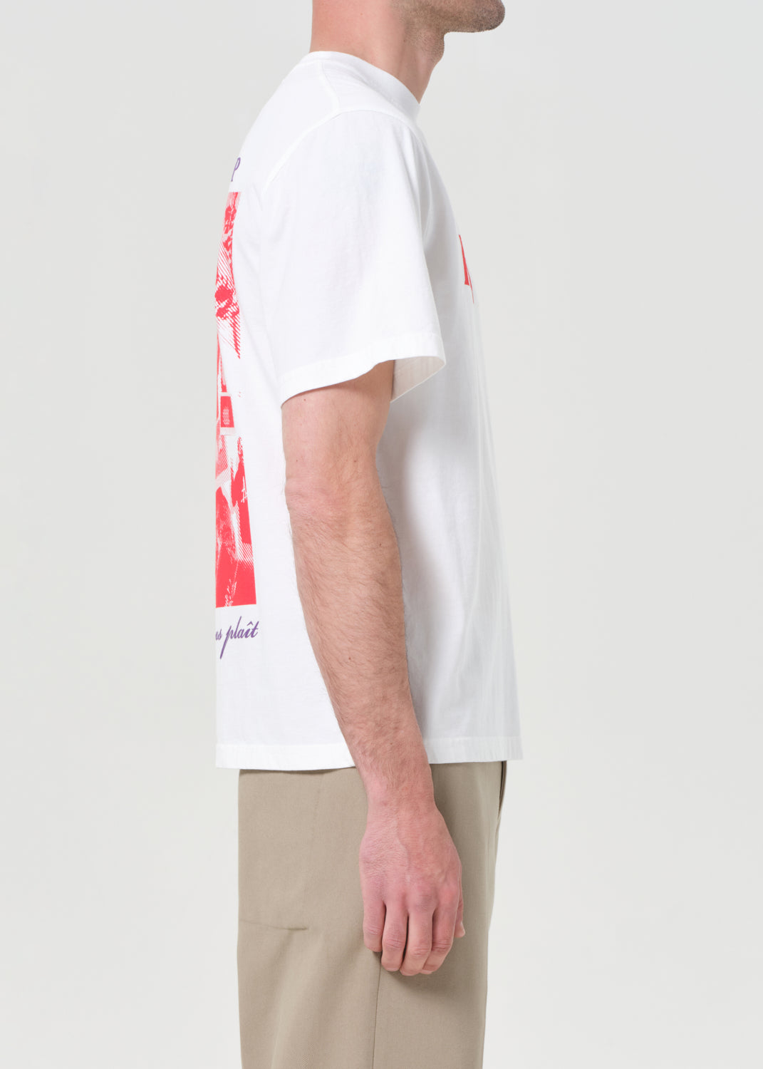 RSVP/AGOLDE Short Sleeve Mock Neck Text in Soft White
