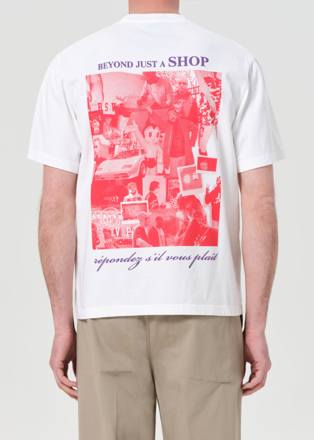 RSVP/AGOLDE Short Sleeve Mock Neck Text in Soft White