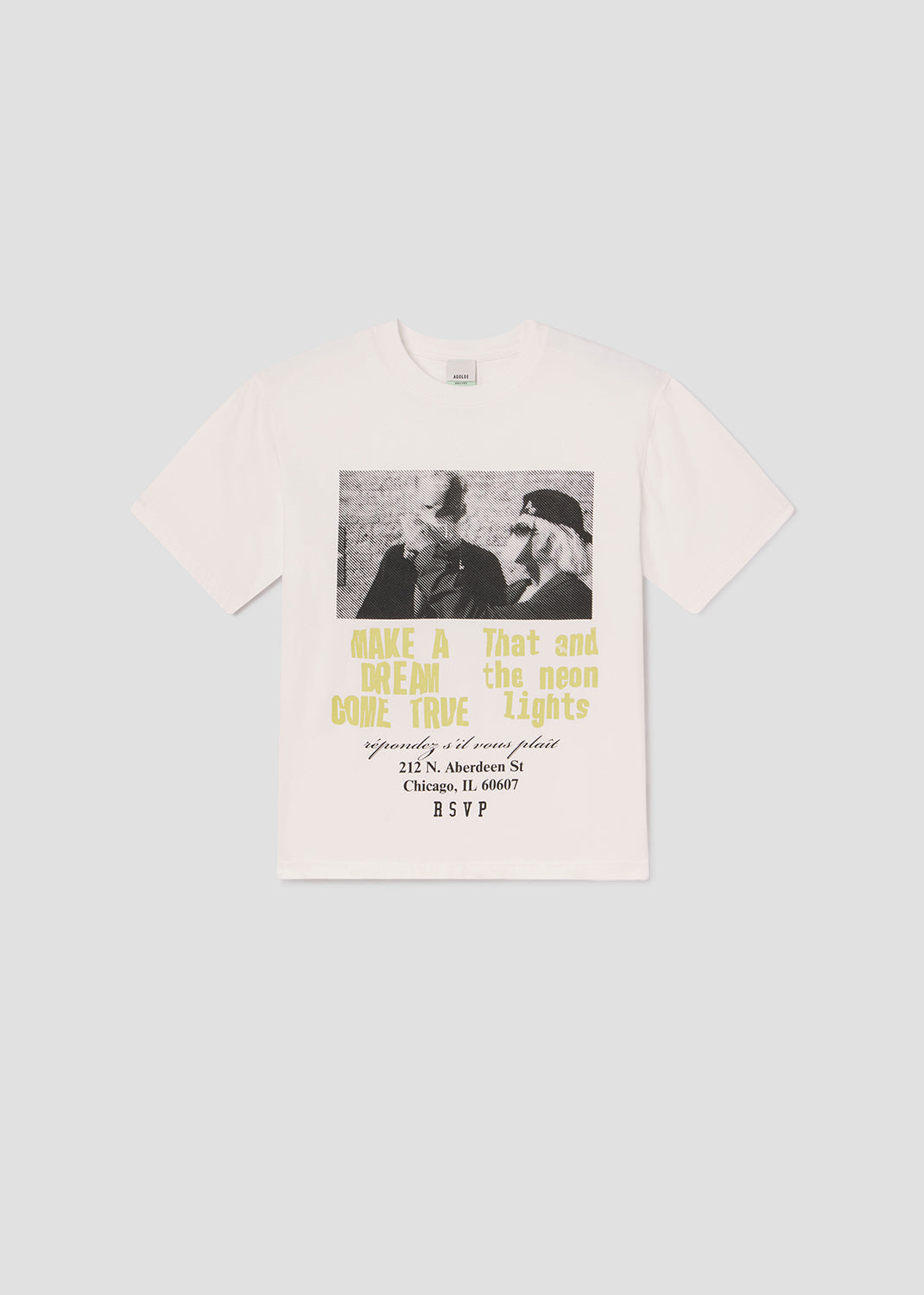 Agolde / Rsvp Short Sleeve Mock Neck Graphic in Soft White
