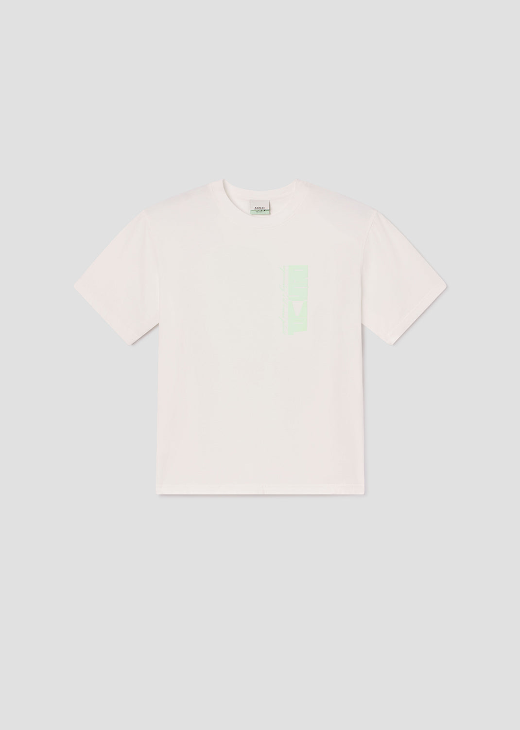 Glo Short Sleeve Mock Neck Stacked Text in Soft White
