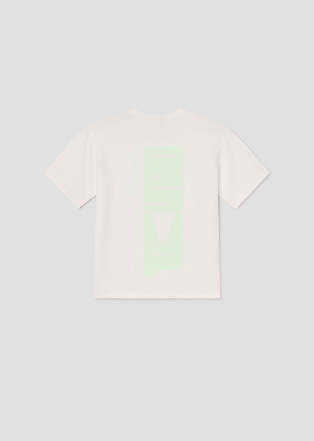 Glo Short Sleeve Mock Neck Stacked Text in Soft White
