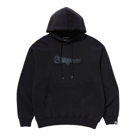 Bape SS24 - Destroyed Garment Dyed Pullover Hoodie, Black