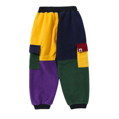 Bape FW23 - Kids Ape Head Color Block Fleece Pants, Multi