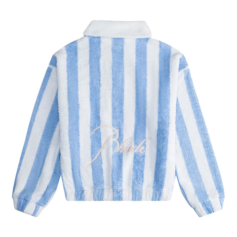Rhude SS24 - Striped Loop Terry Polo, White/Light Blue