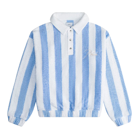 Rhude SS24 - Striped Loop Terry Polo, White/Light Blue