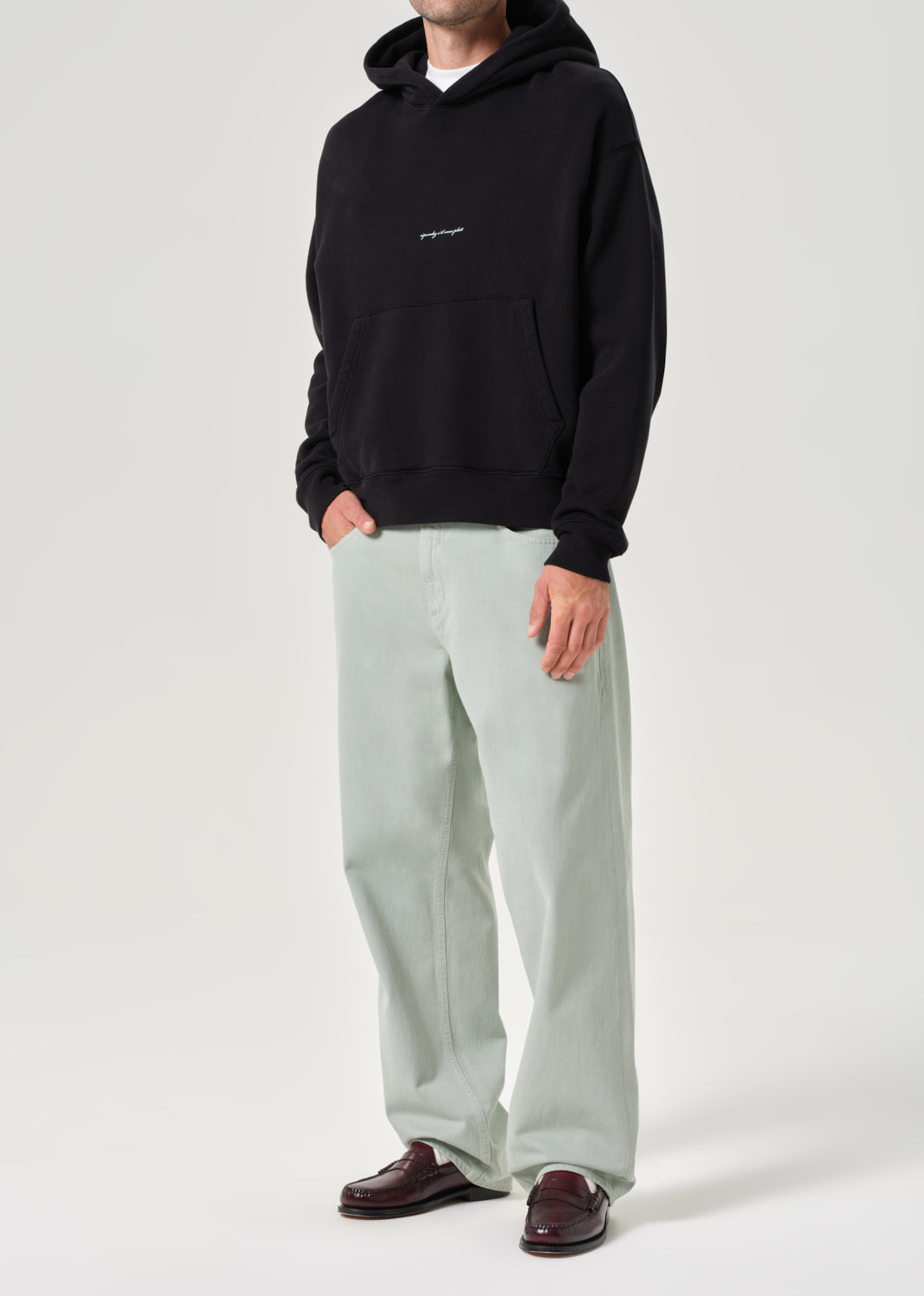 RSVP / AGOLDE Script Hoodie in Black / Mint