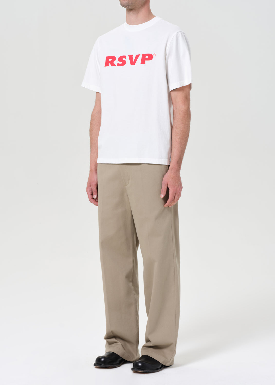RSVP/AGOLDE Short Sleeve Mock Neck Text in Soft White