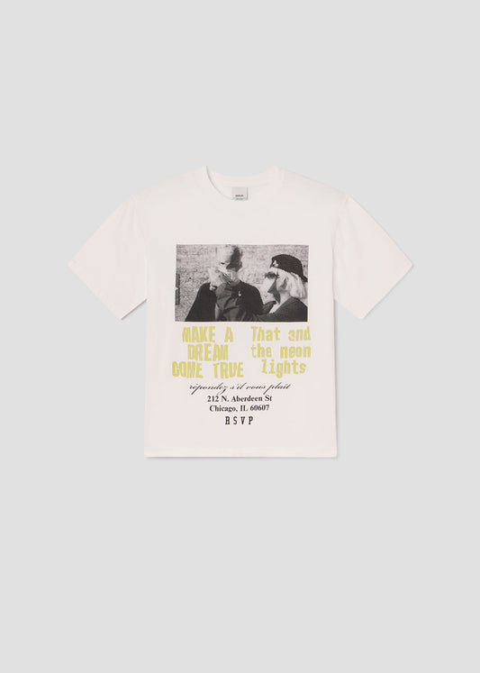 Agolde / Rsvp Short Sleeve Mock Neck Graphic in Soft White