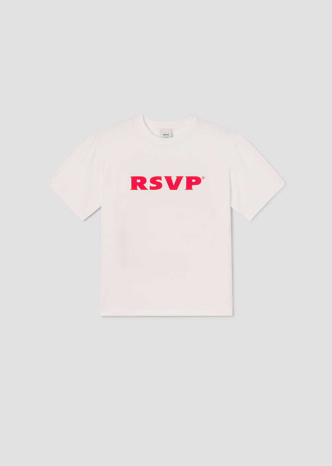 RSVP/AGOLDE Short Sleeve Mock Neck Text in Soft White