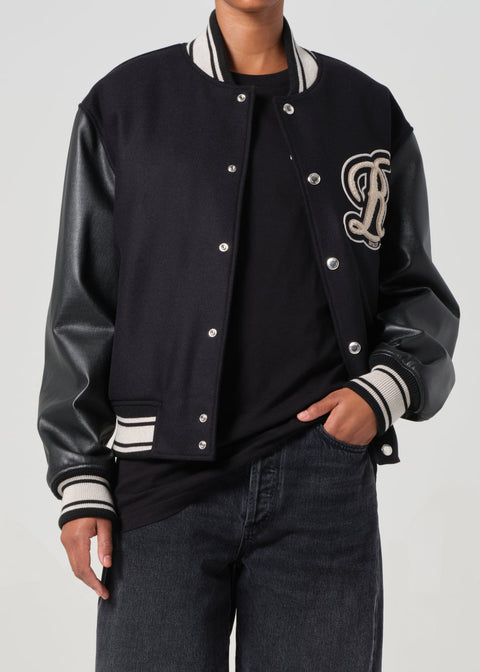 RSVP / AGOLDE Varsity Black Wool Leather Combo in Black