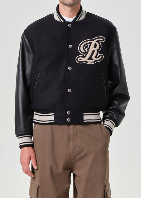 RSVP / AGOLDE Varsity Black Wool Leather Combo in Black