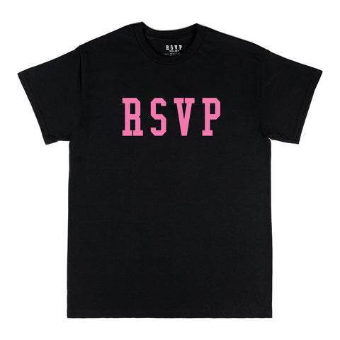 RSVP Gallery Logo Tee, Black/Soft Pink