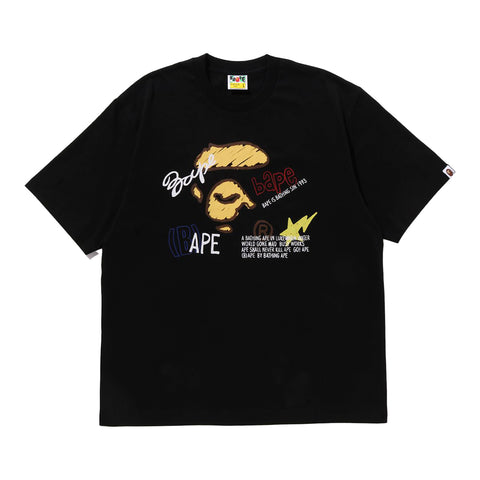 Bape SS24 - Hand Draw Graphic Relaxed Fit Tee, Black